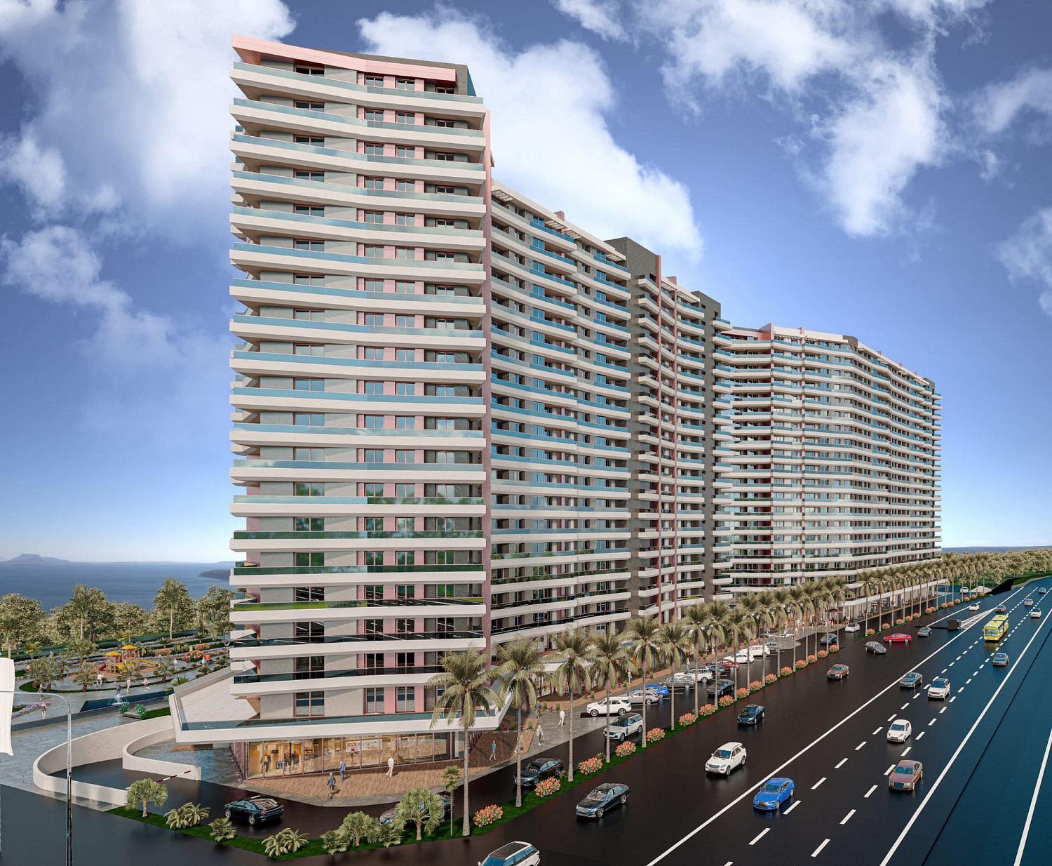Modern complex with swimming pools and sports infrastructure