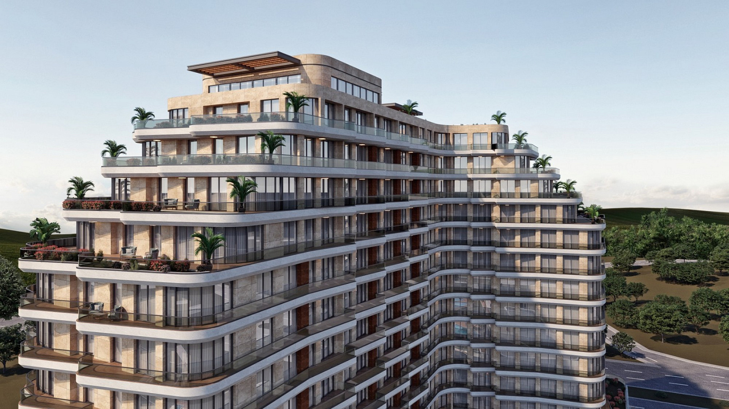 Residential complex with panoramic views and green areas
