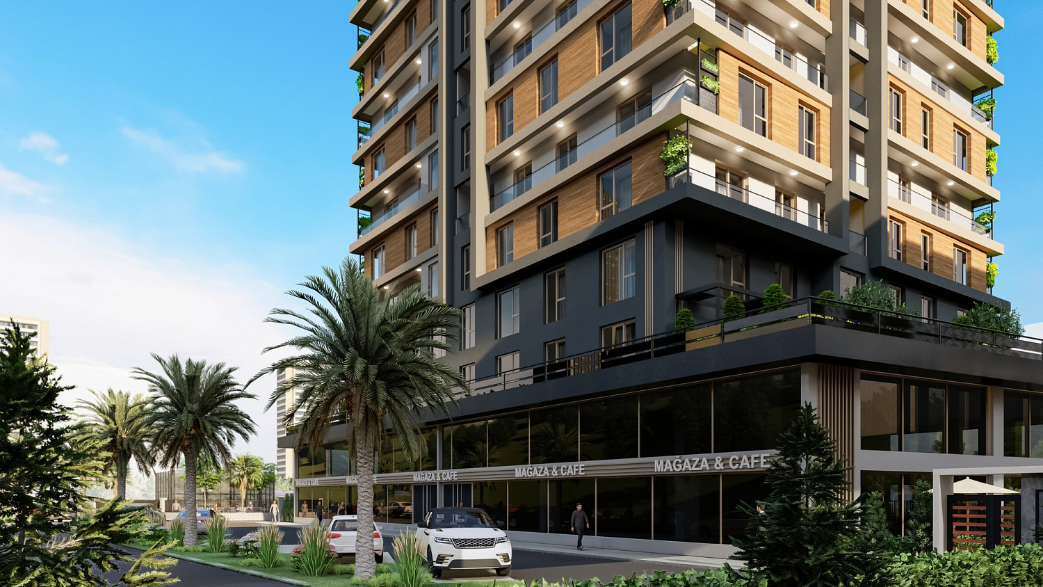 Modern residential complex with infrastructure