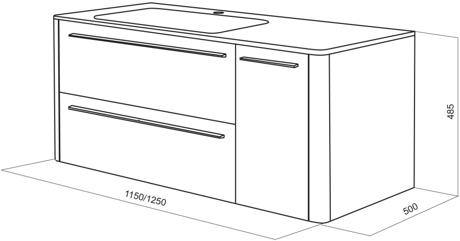 Photo AM.PM sink cabinet Awe M15FHL1153WF left-sided, white textured