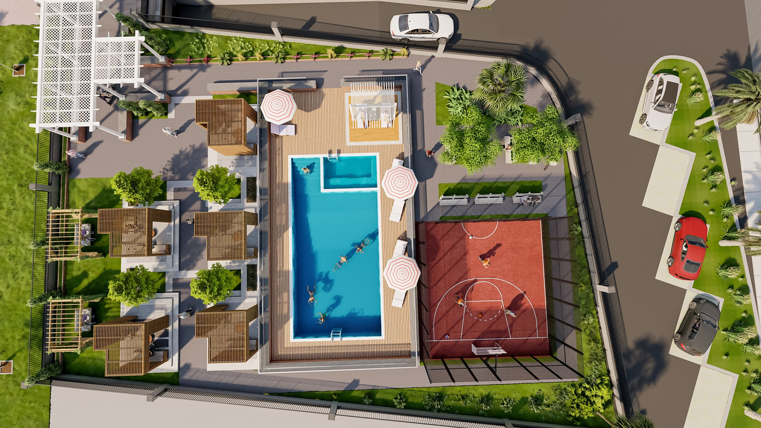 Modern residential complex with infrastructure