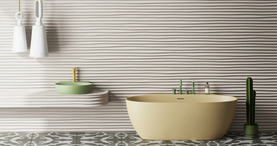 Photo Bath of artificial stone Salini Alda Wall 170x90 101915GF painting by RAL completely