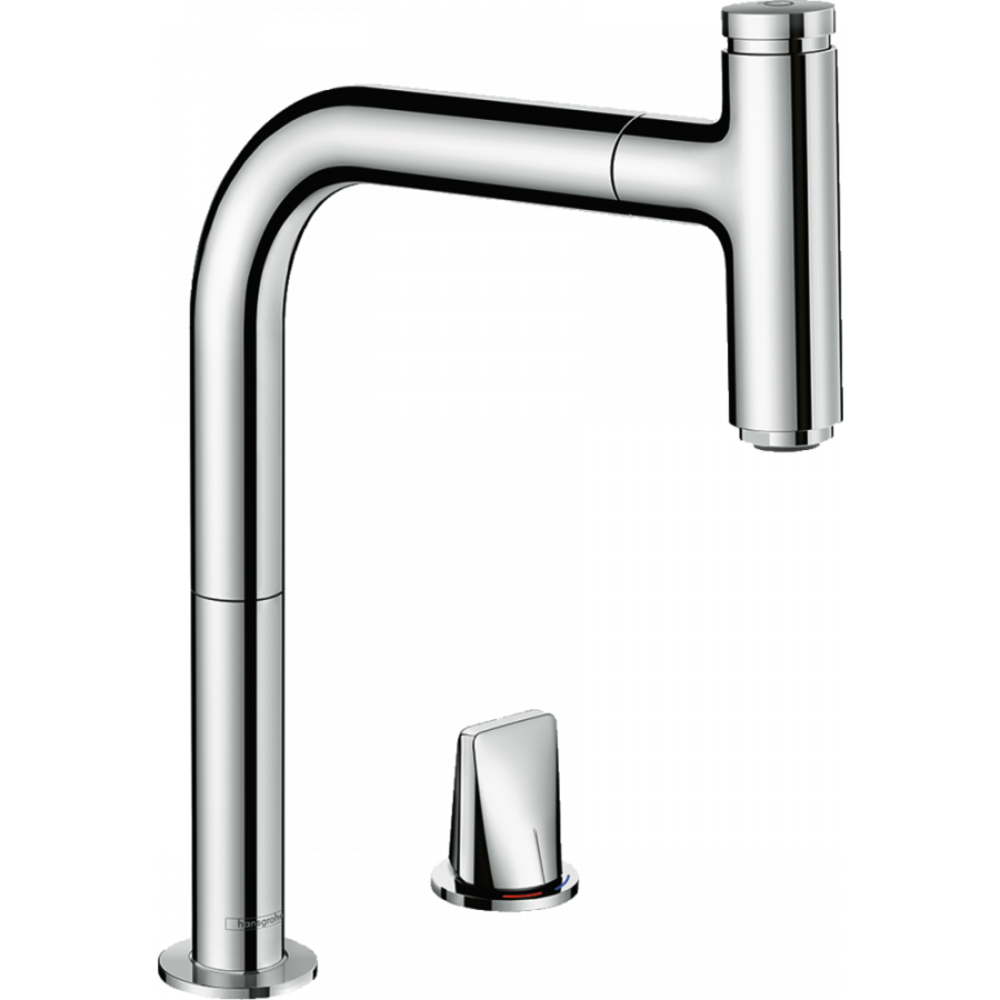 Photo Kitchen mixer hansgrohe Metris Select M71 200, 1jet, sBox 73804000 2 holes, with exhaust pour, chrome