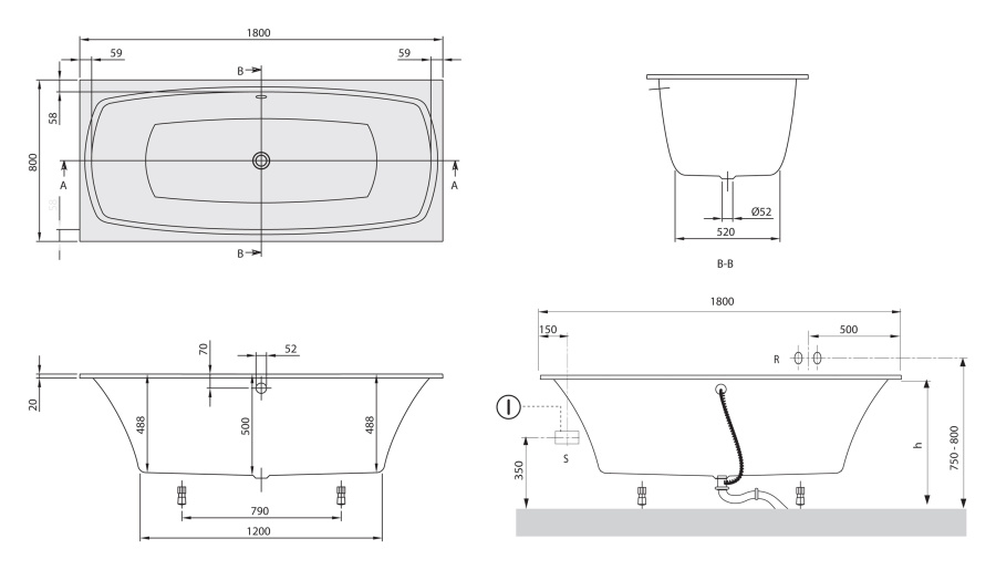 Photo Villeroy & Boch My Art 180x80 UBQ180MYA2V-01