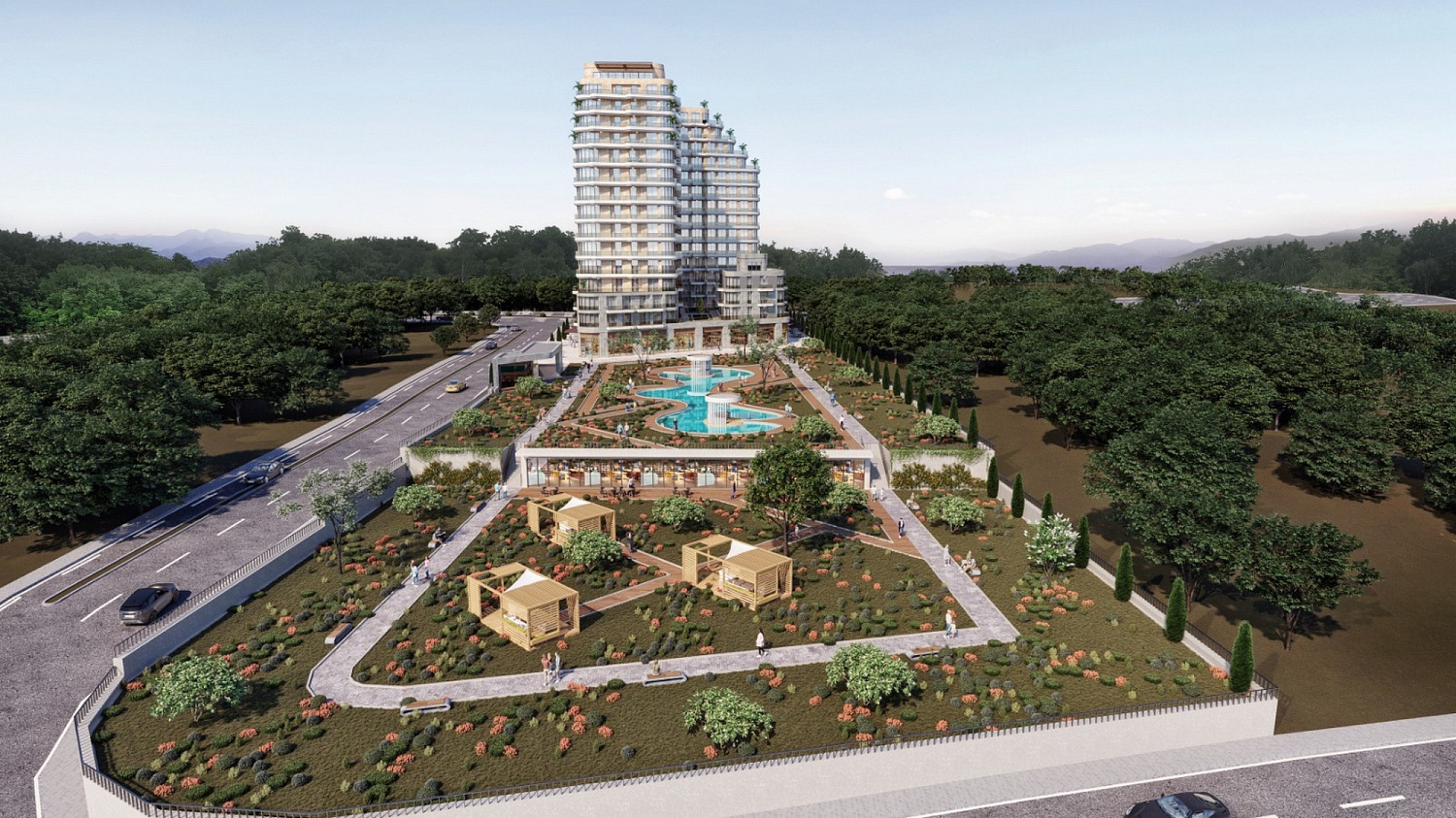 Residential complex with panoramic views and green areas