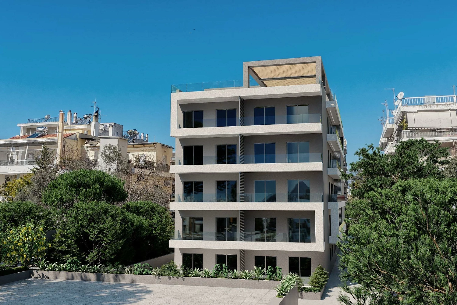 Photo New apartments in the Gounari project in an elite green area for rental income, Athens, Attica, Greece