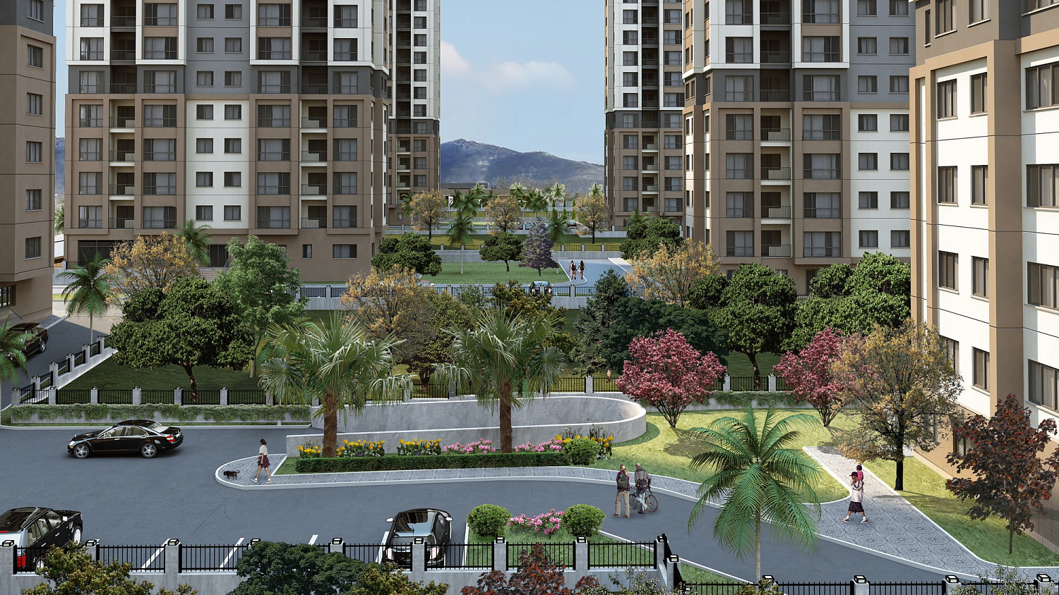 Modern family complex with extensive infrastructure