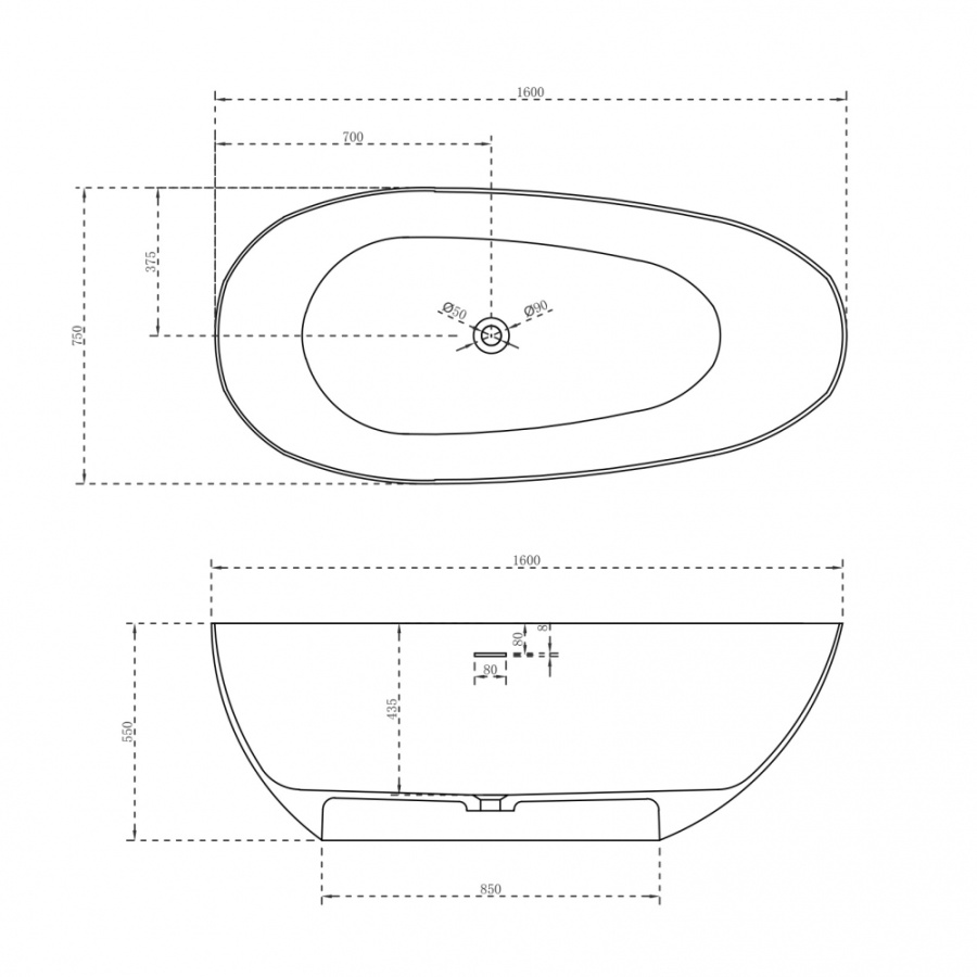 Photo Abber Stein 160 AS9611-1.6 artificial stone bath. 6
