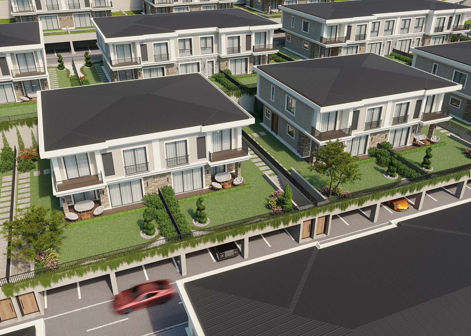 Private complex of villas with their own gardens