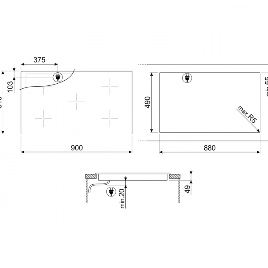 Photo hob Smeg SI2M7953DW