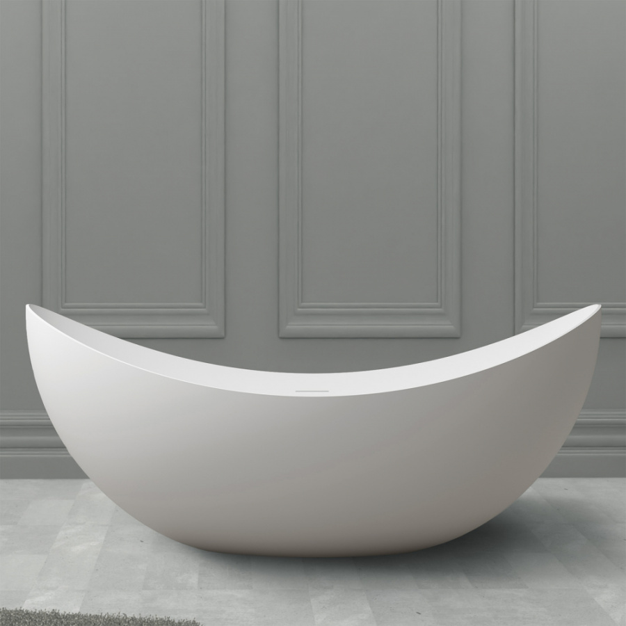 Photo Bath of artificial stone Abber Stein 180x80 AS9633 white matte