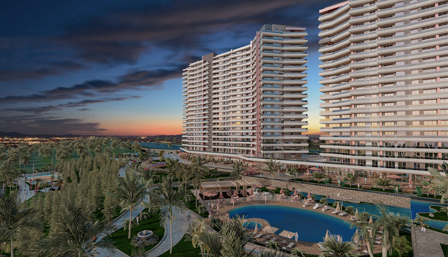 Modern complex with swimming pools and sports infrastructure