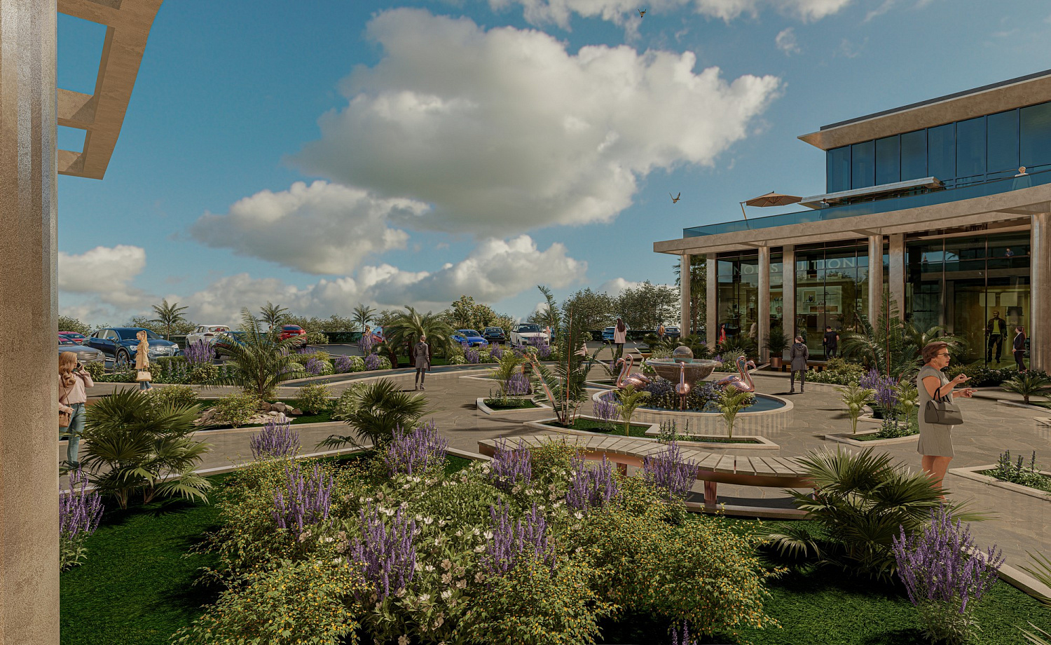 Modern complex with swimming pools and sports infrastructure