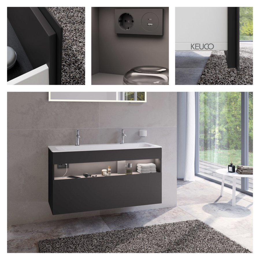 Photo Cube under the sink Keuco Stageline 120 32882970100 with backlit vulcanite matte