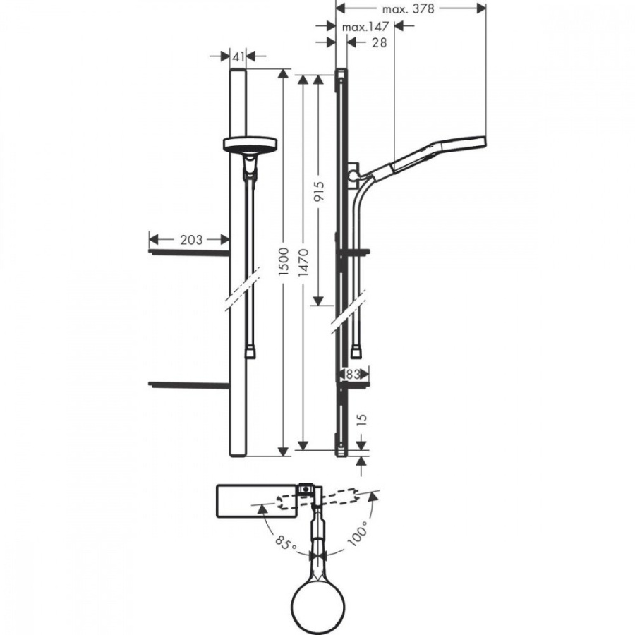 Photo Shower kit hansgrohe Rainfinity 130 3jet EcoSmart 27674000 9 l / min