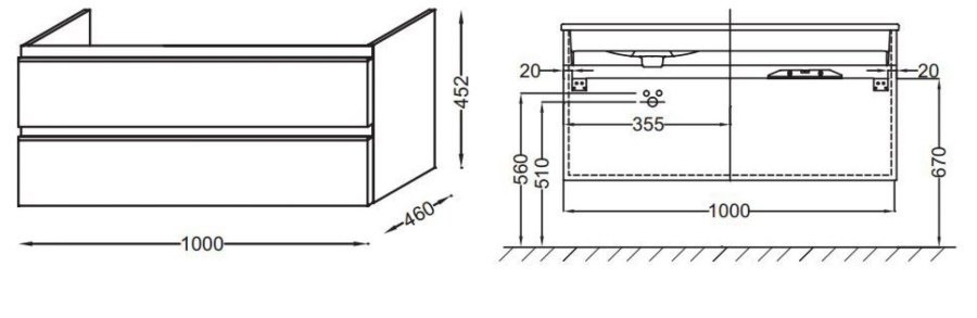 Photo Bathroom under the sink 100 cm Jacob Delafon Vox EB2026-RA-N18 white shiny