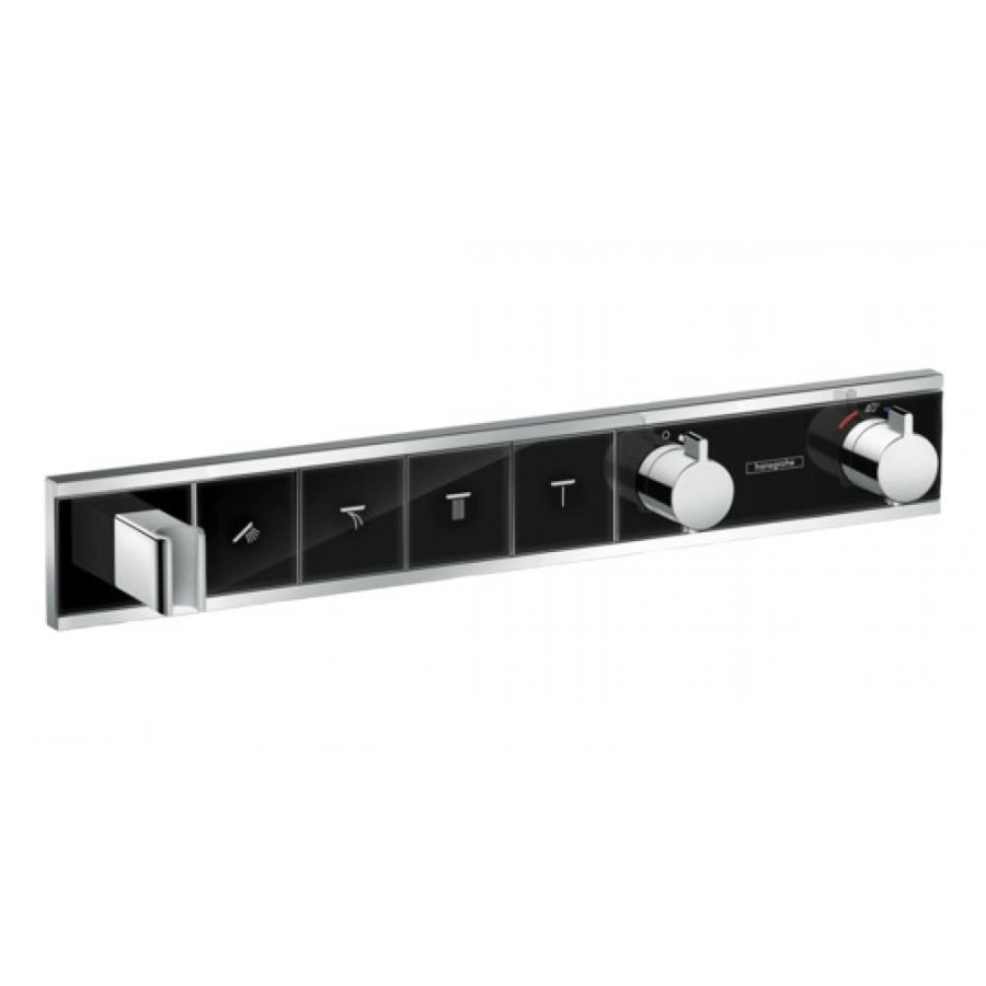 Photo Shower mixer with thermostat hansgrohe RainSelect 15357600 black/chrome