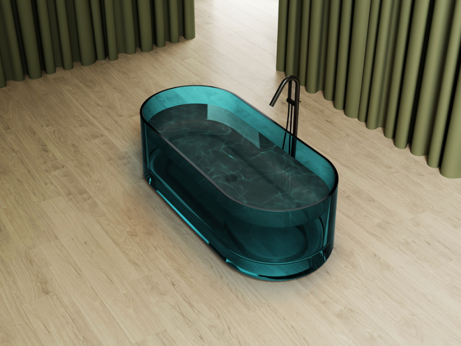 Photo Transparent bath Abber Kristall 170 AT9708Aquamarin turquoise