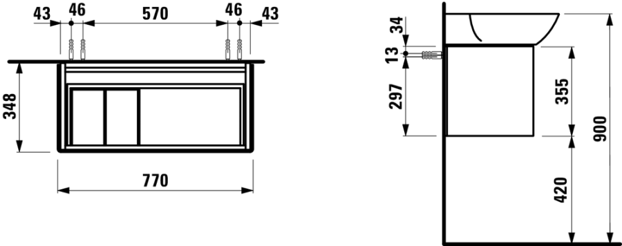 Photo Laufen sink cabinet INO 4.2540.1.030.170.1 white