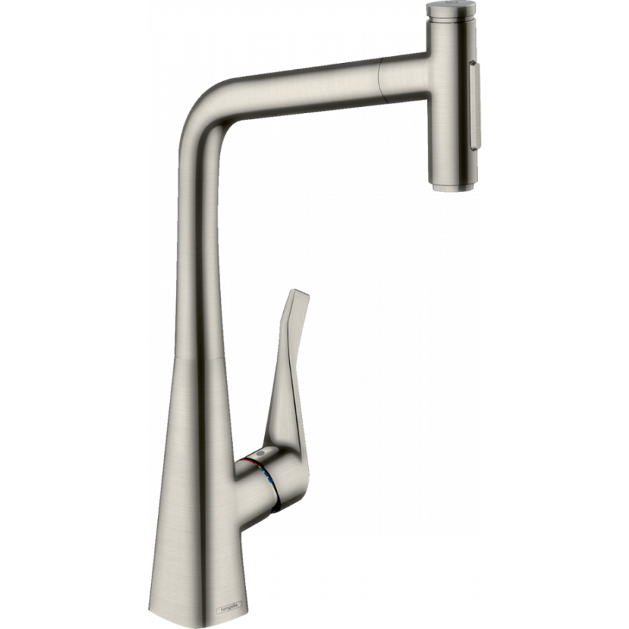 Photo Kitchen mixer hansgrohe Metris Select M71, 320, 2jet 73820800 with exhaust shower steel