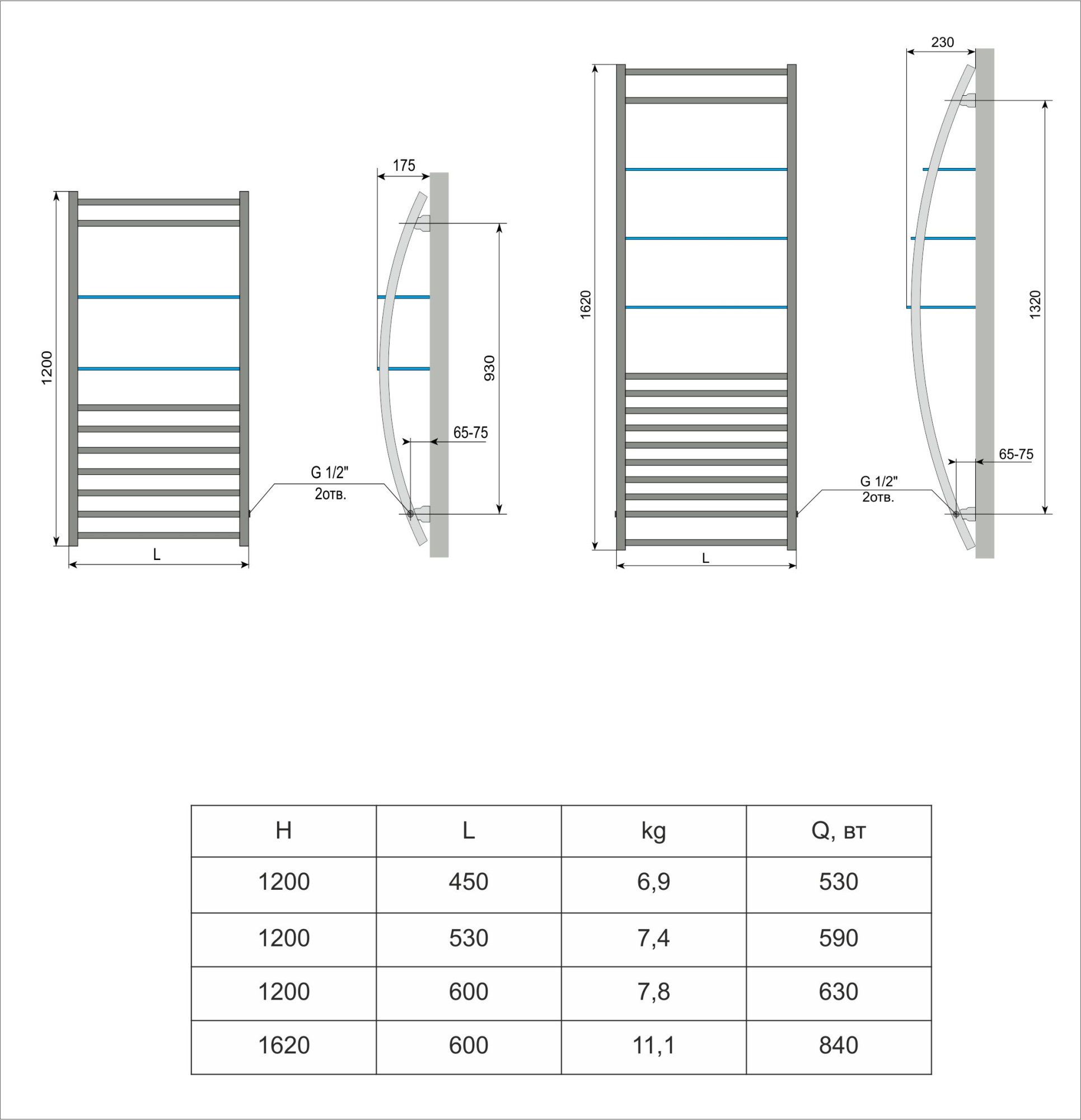 Photo Towel warmer electric Neoinox Shell 1620x600 POL chrome