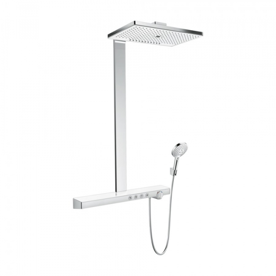 Photo Shower stand with thermostat hansgrohe Showerpipe 460 3jet EcoSmart 27029400 9 l / min white chrome