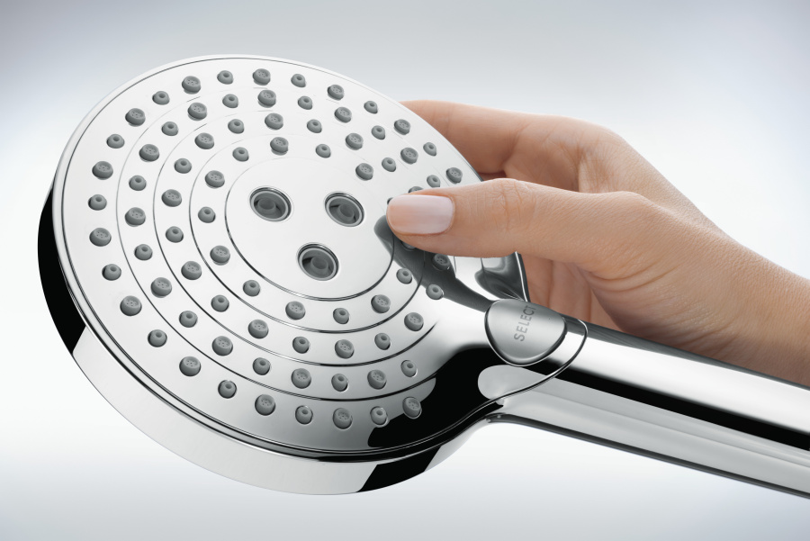 Photo Shower system hansgrohe Raindance Select S Showerpipe 240 1jet P 27633670 with thermostat matte black