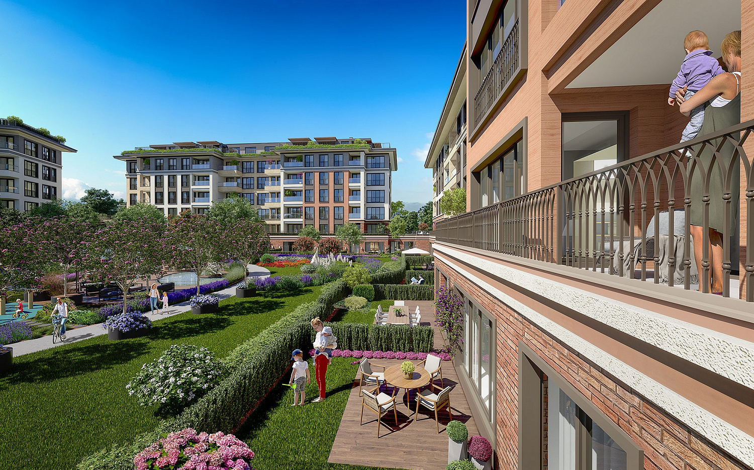 Modern residences with spacious balconies