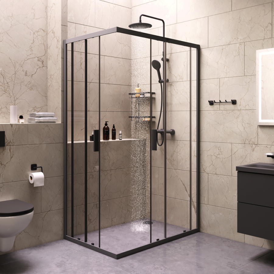 Photo Set shower corner Am.Pm Gem S 120x80 WK93ER black matte