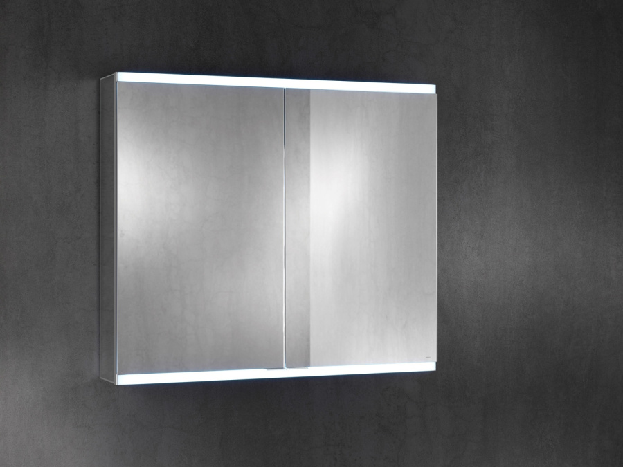 Photo Closet mirrored Keuco Royal Modular 2.0 80 800211080000300 with backlit anodized silver/white glass