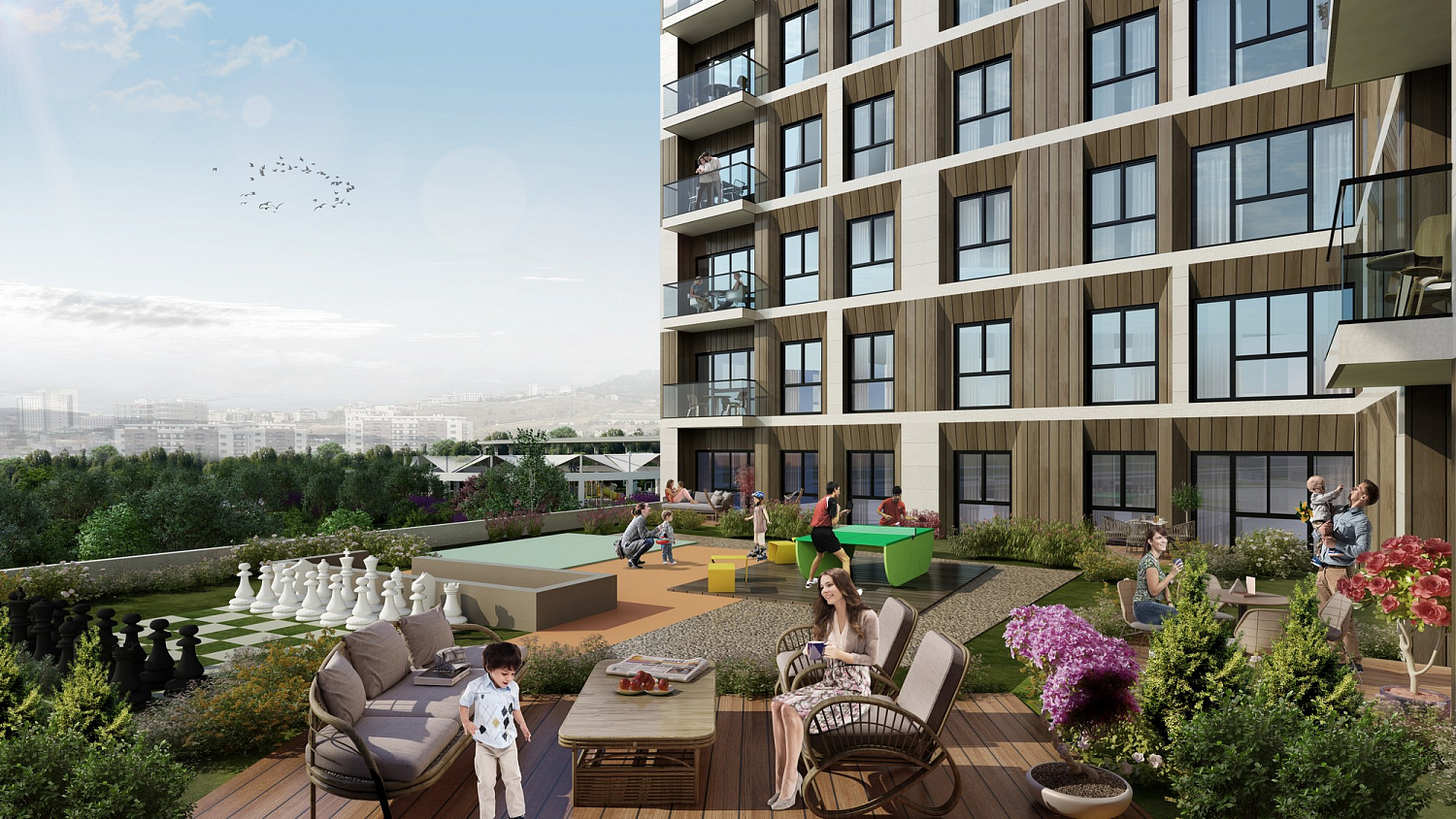 Modern residential complex near the main highways