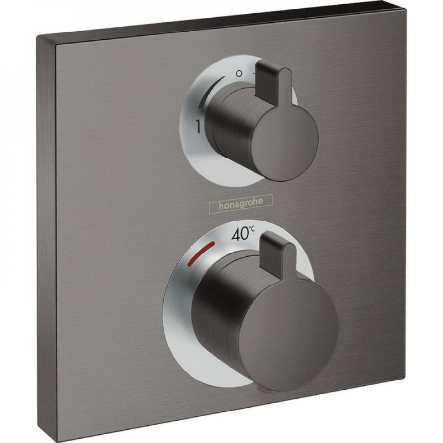 Photo Shower mixer with the thermostat Ecostat Square 15714340 hidden installation, for 2 consumers, polished black chrome