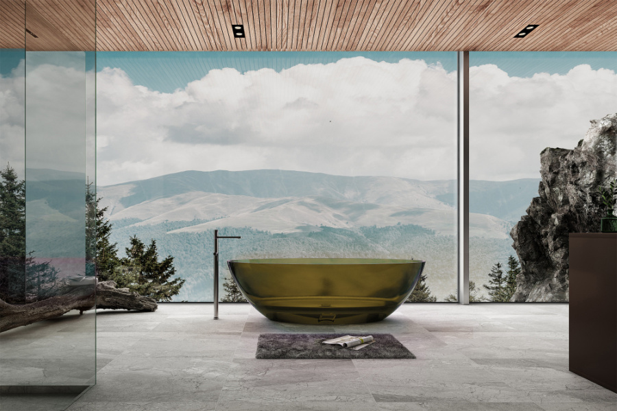 Photo Transparent bath Abber Kristall 180 AT9702Vesuvian green