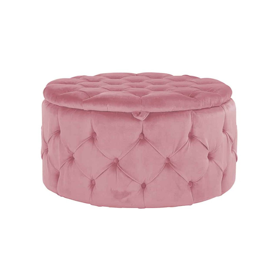 Photo Ottoman Lulu Pink Velvet
