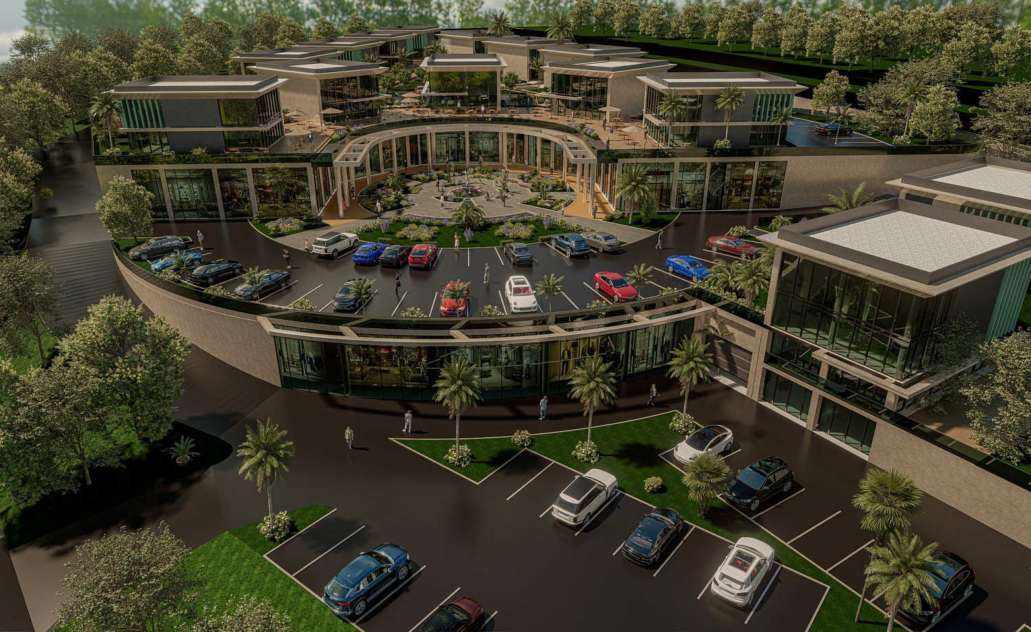 Modern complex with swimming pools and sports infrastructure