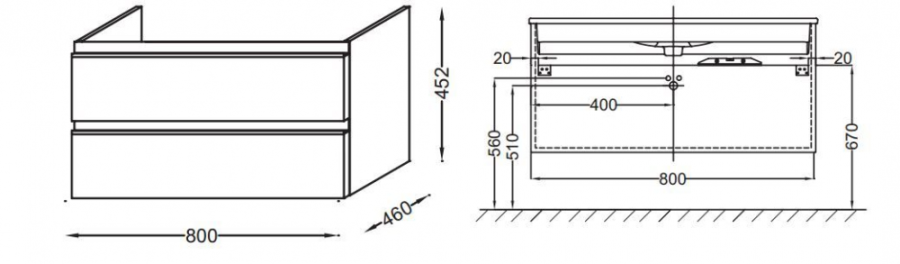 Photo Jacob Delafon Vox 80 EB2028-RA-G1C sink cabinet, white