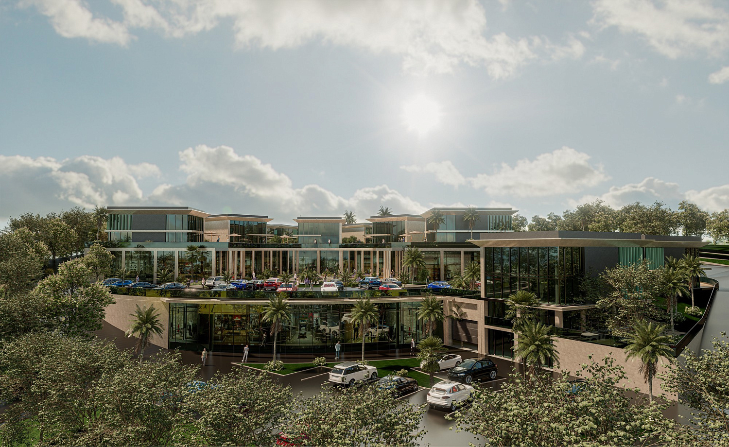 Modern complex with swimming pools and sports infrastructure