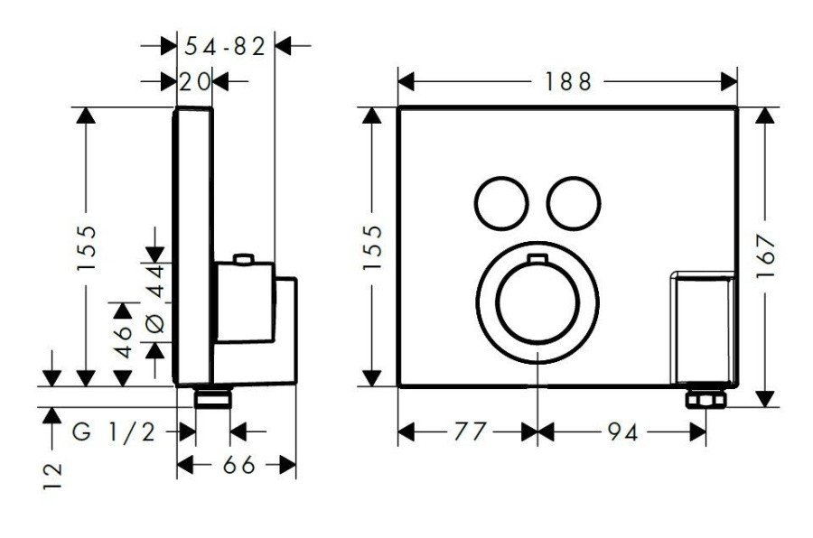 Photo Exterior shower thermostat Axor ShowerSelect 36712000