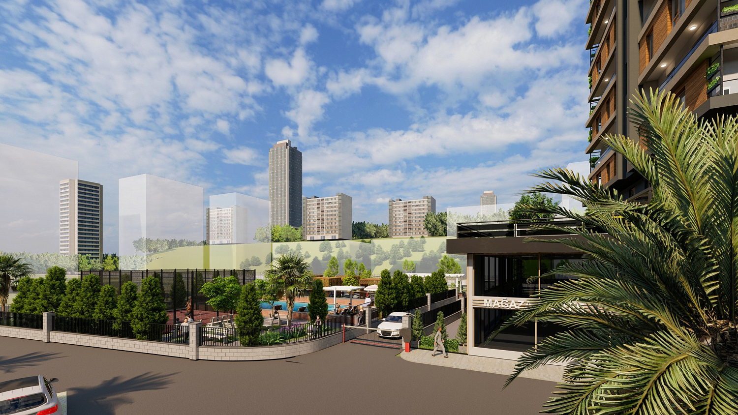 Modern residential complex with infrastructure