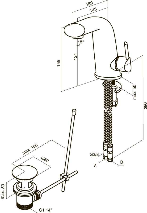 Photo Mixer for sink AM.PM Awe F1582100