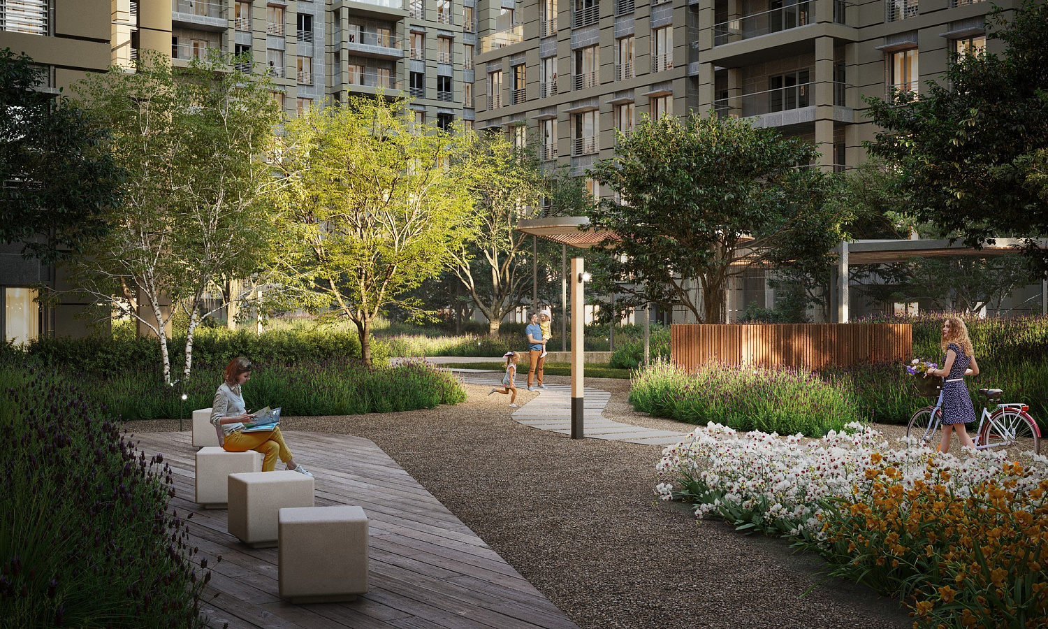 Multifunctional residential quarter with park