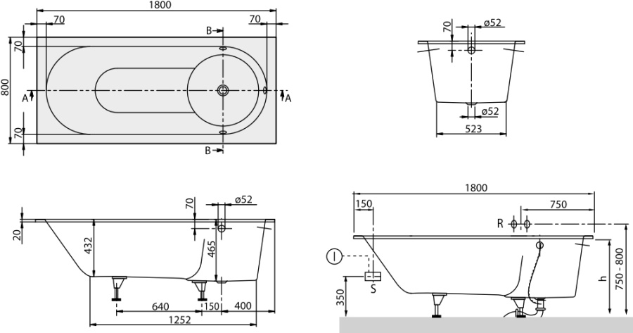 Photo Quaril bath Villeroy & Boch libra 180x80 UBQ180LIB2V-01