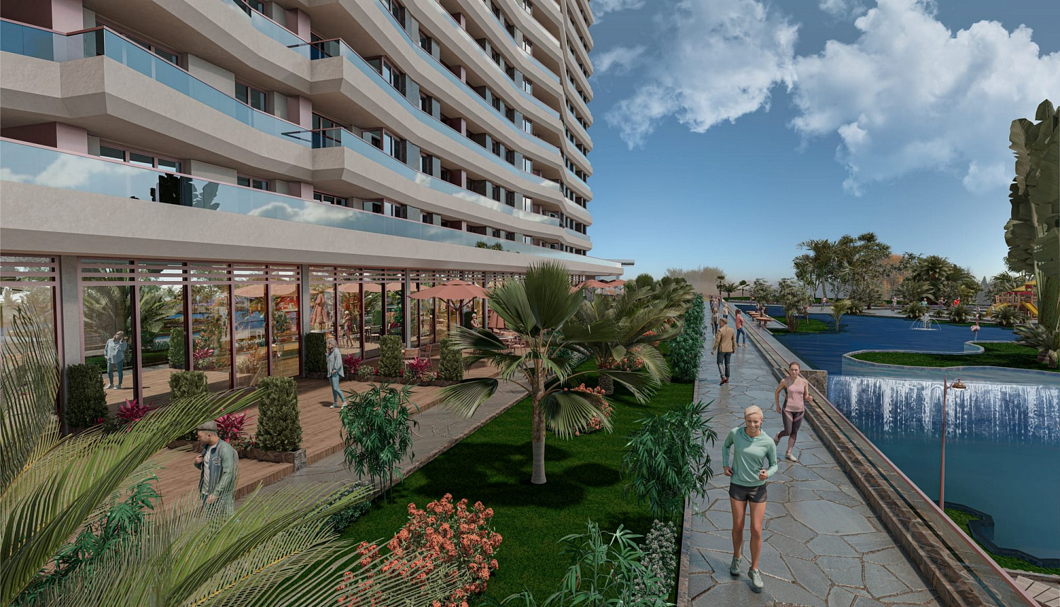 Modern complex with swimming pools and sports infrastructure