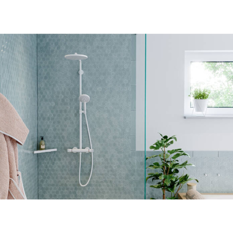 Photo Shower stand Hansgrohe Croma Select S 26891700 with thermostat white matte