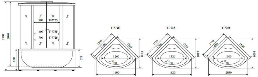 Photo Shower cabin Timo Lux T-7755