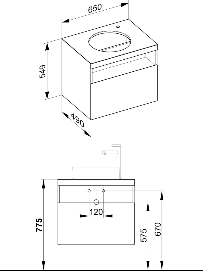 Photo Cube under the sink Keuco Stageline 65 32855970000 vulcanite matte
