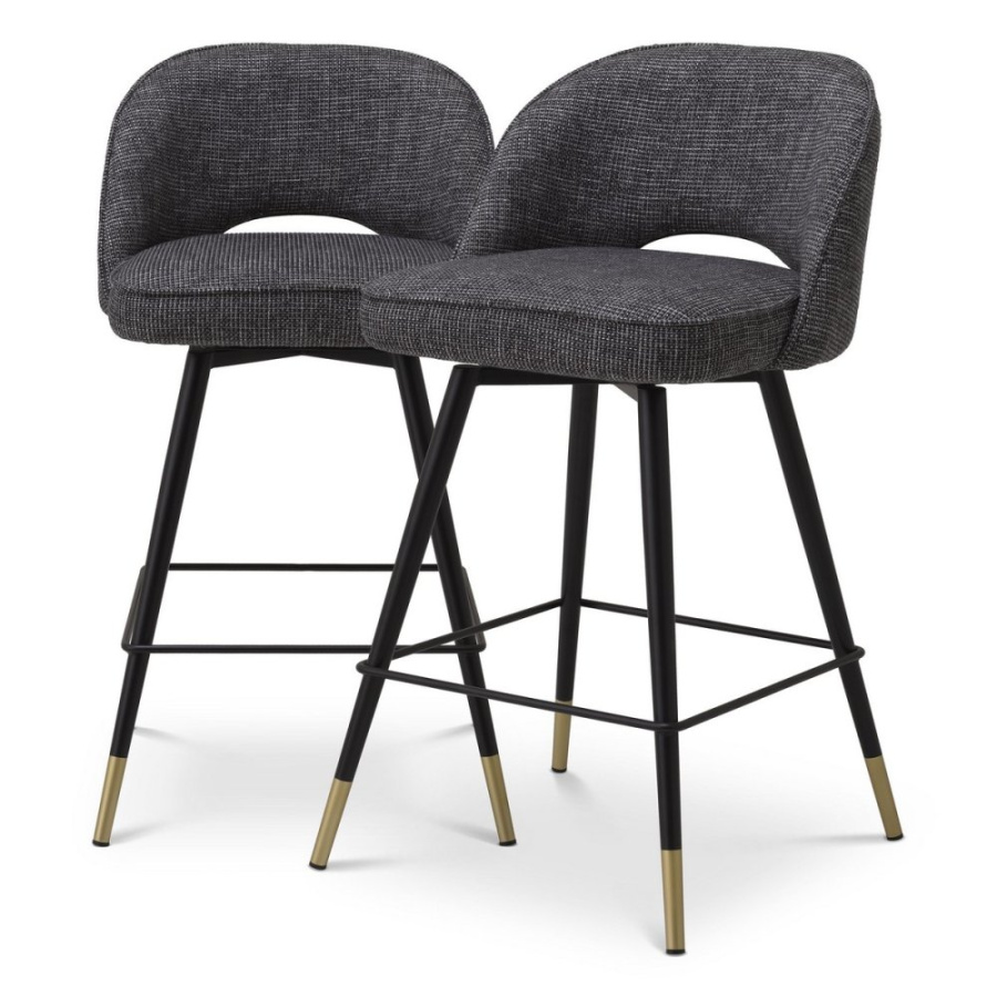 Photo Set of two Cliff half-bar chairs (black with ripples)