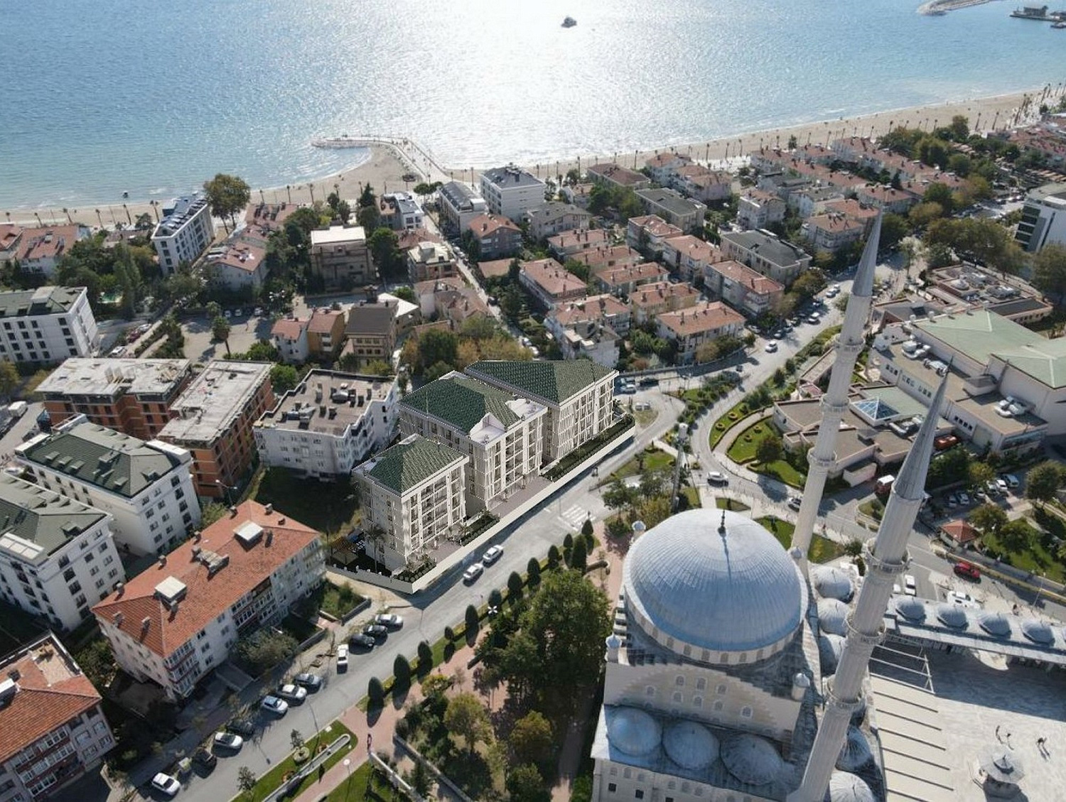 Residential complex off the coast with panoramic views of the Sea of Marmara.