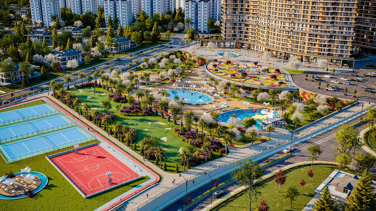 Multifunctional residential complex with golf course