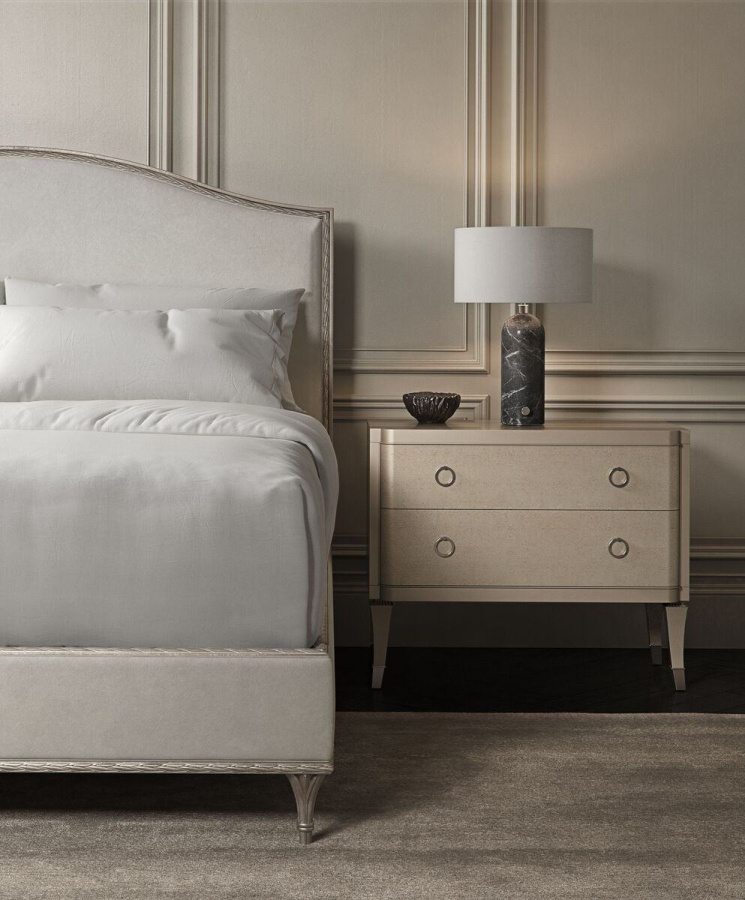 Photo Fontainebleau Platform bed (silver finish, Queen Size)